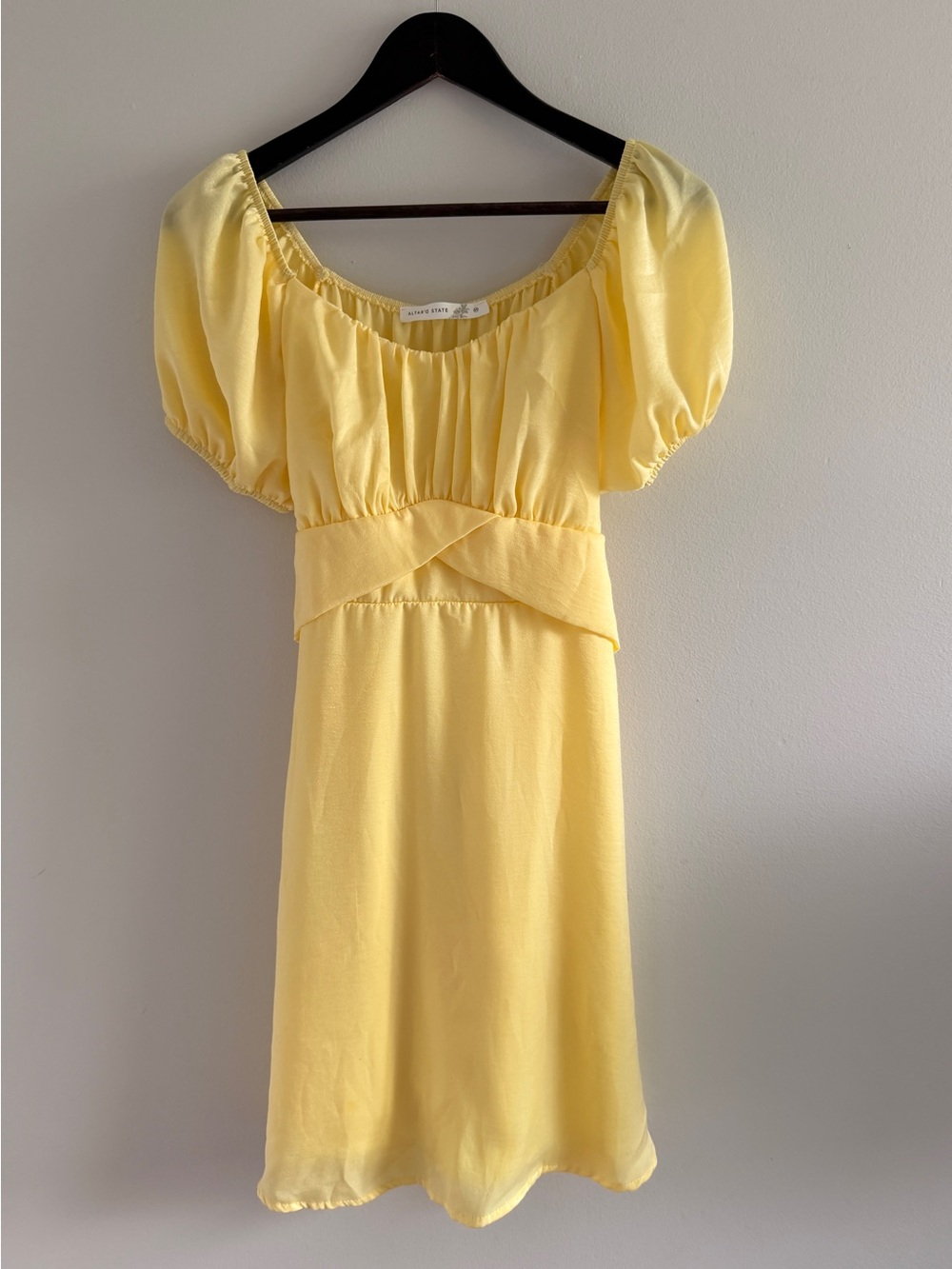 Altar’d State Yellow Puff Sleeve Mini Dress